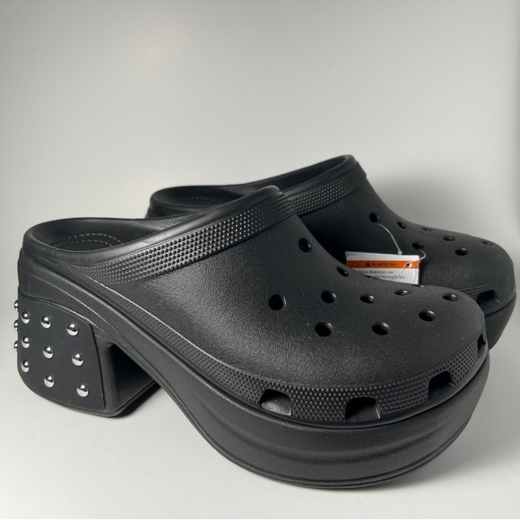Crocs Siren Studded Black Chrome Studs Platform Unisex Clogs Size M10/W12 NWT - Picture 7 of 10